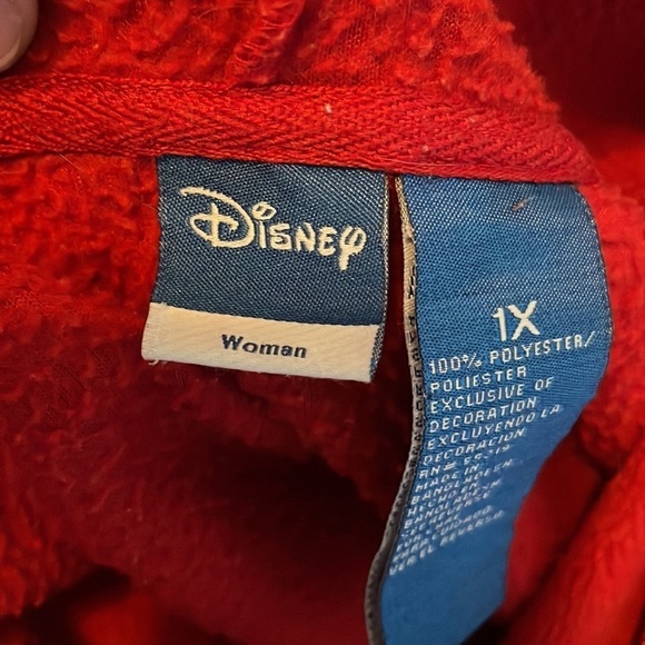 Disney Mickey Mouse Full Zip Hooded Jacket Women’s Plus Size 1X Red pockets - Picture 4 of 5